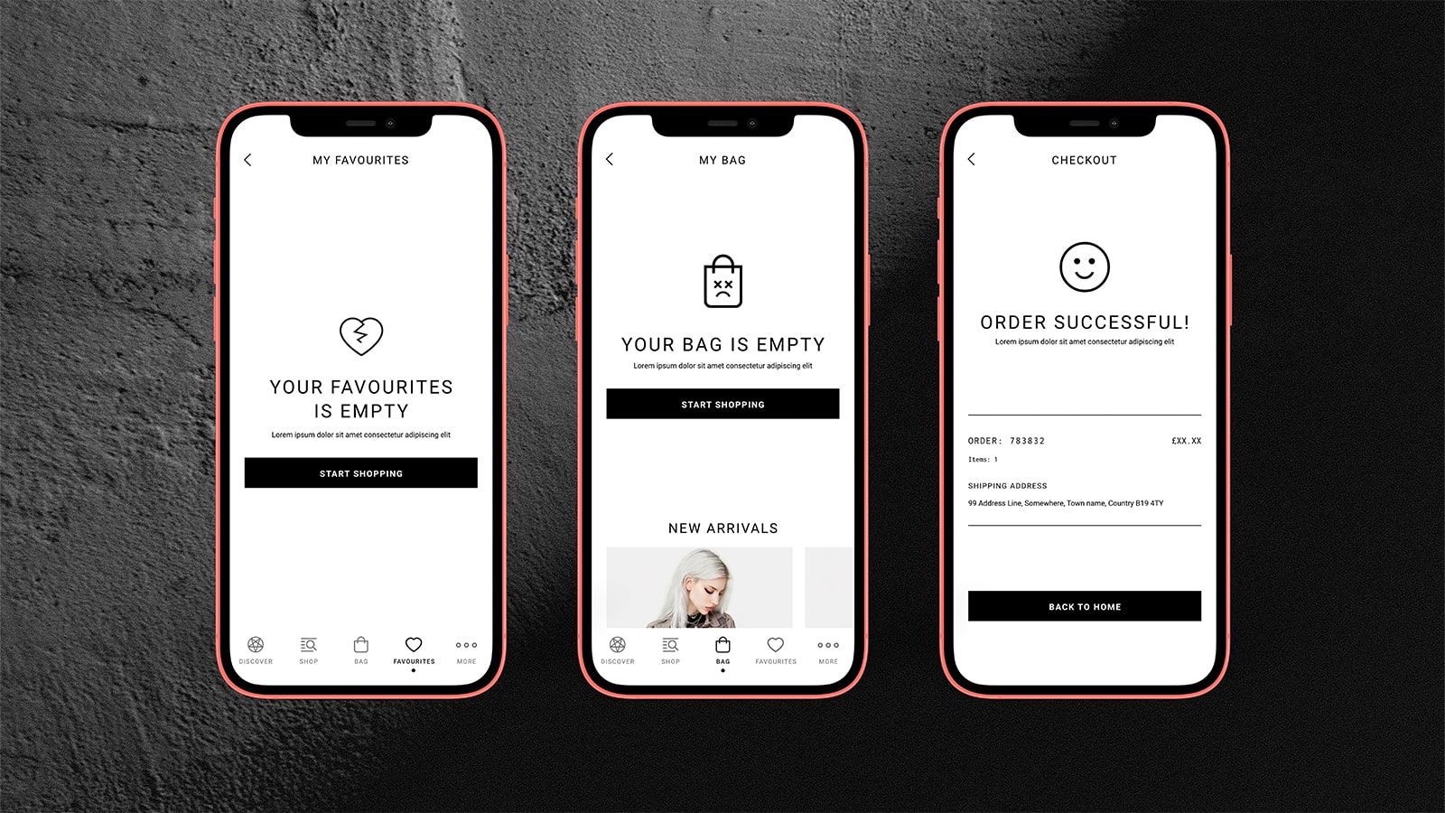 Disturbia Shopify Mobile App interface