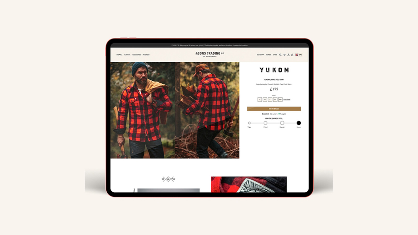 &Sons Shopify website on a tablet