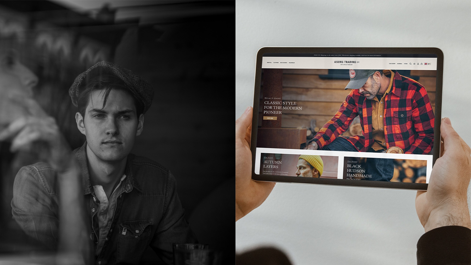 &Sons Shopify website on a tablet