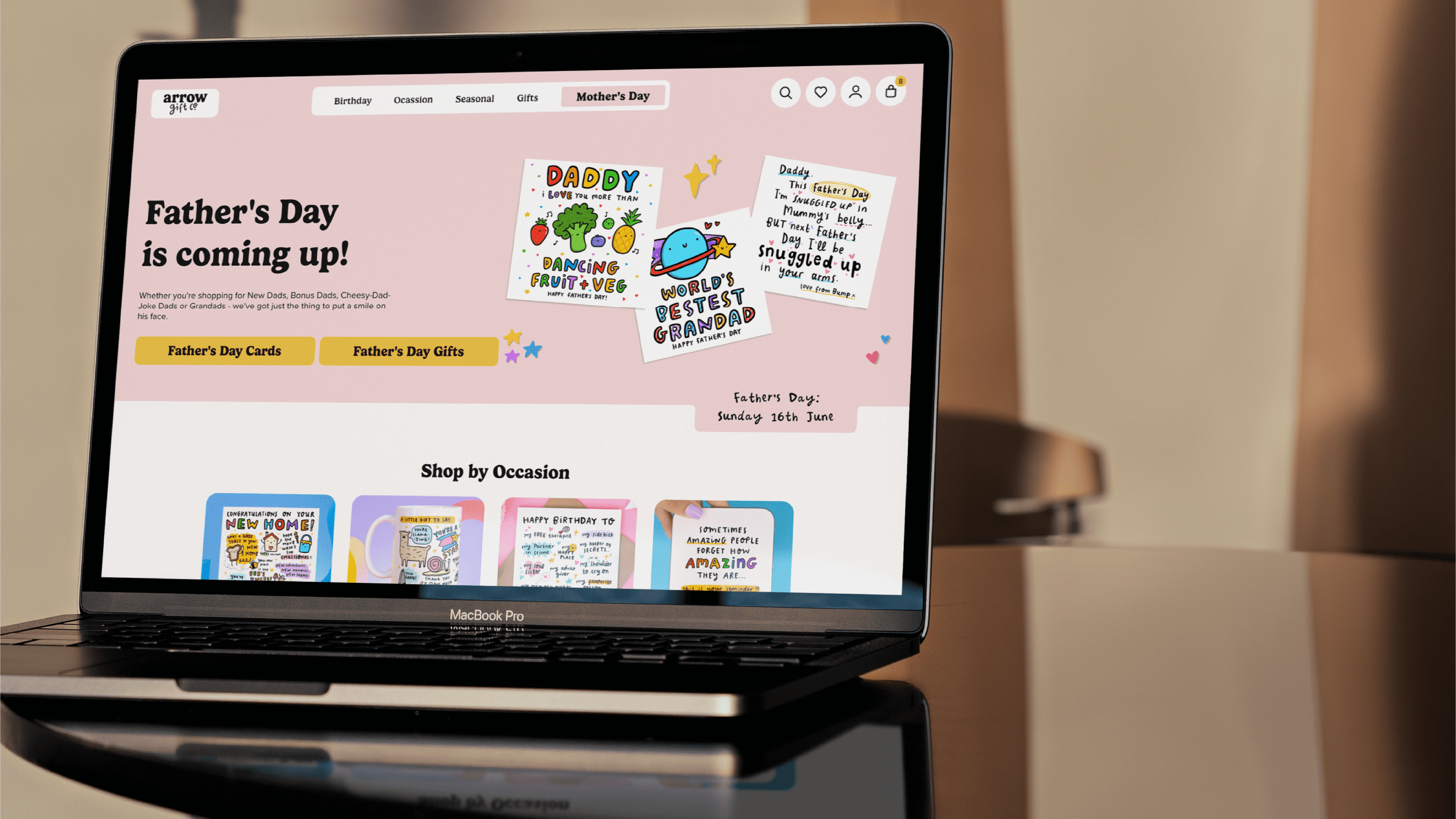 Arrow Gift Co Shopify Website on a laptop