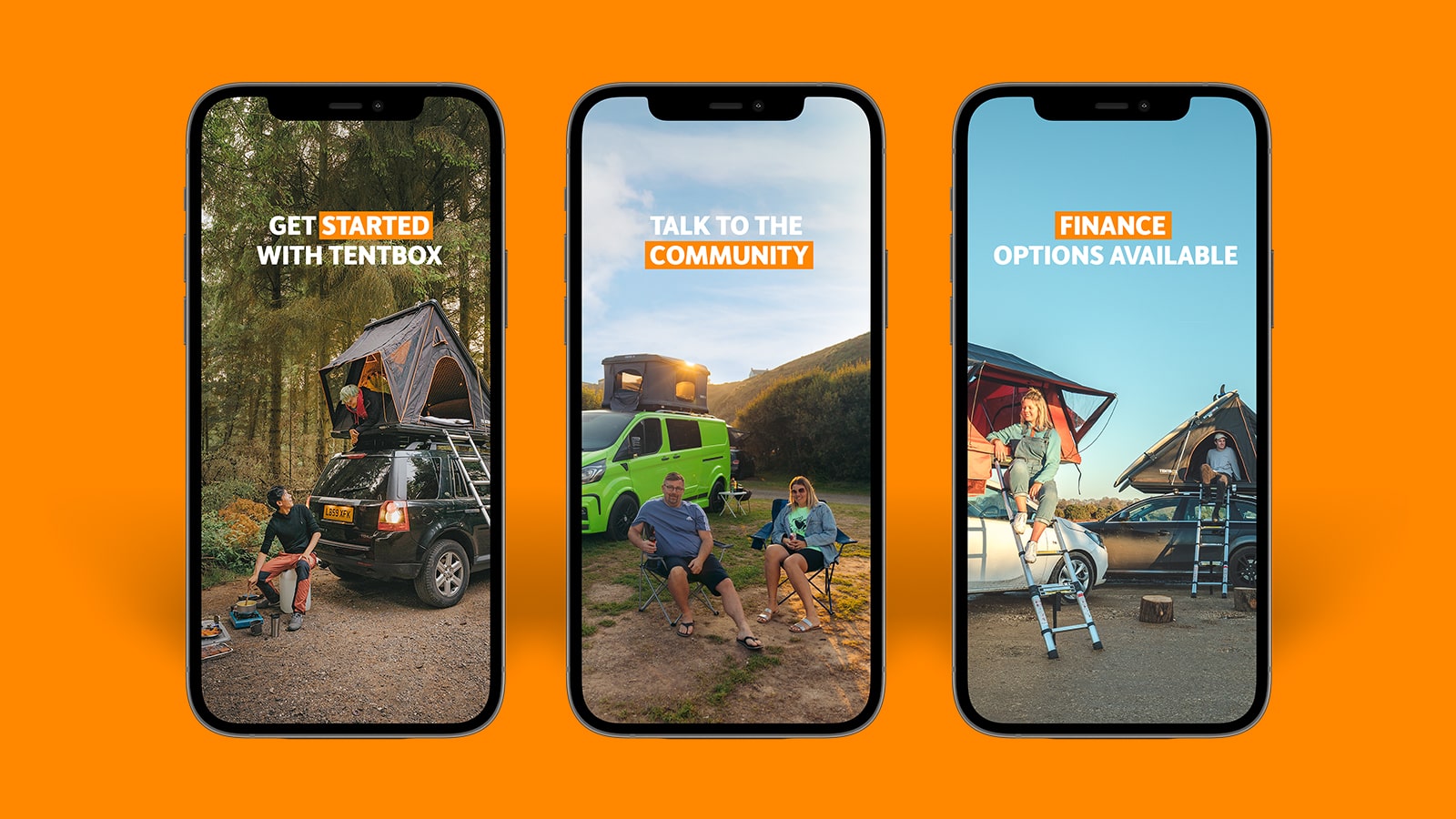 Tentbox Meta ad designs on a mobile phone