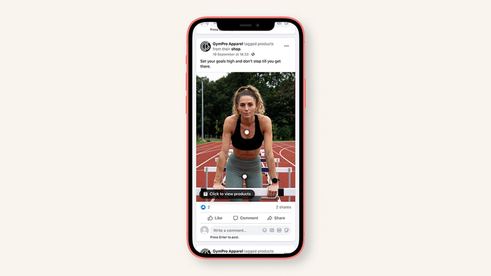 Gympro Apparel Meta Ad on a Phone