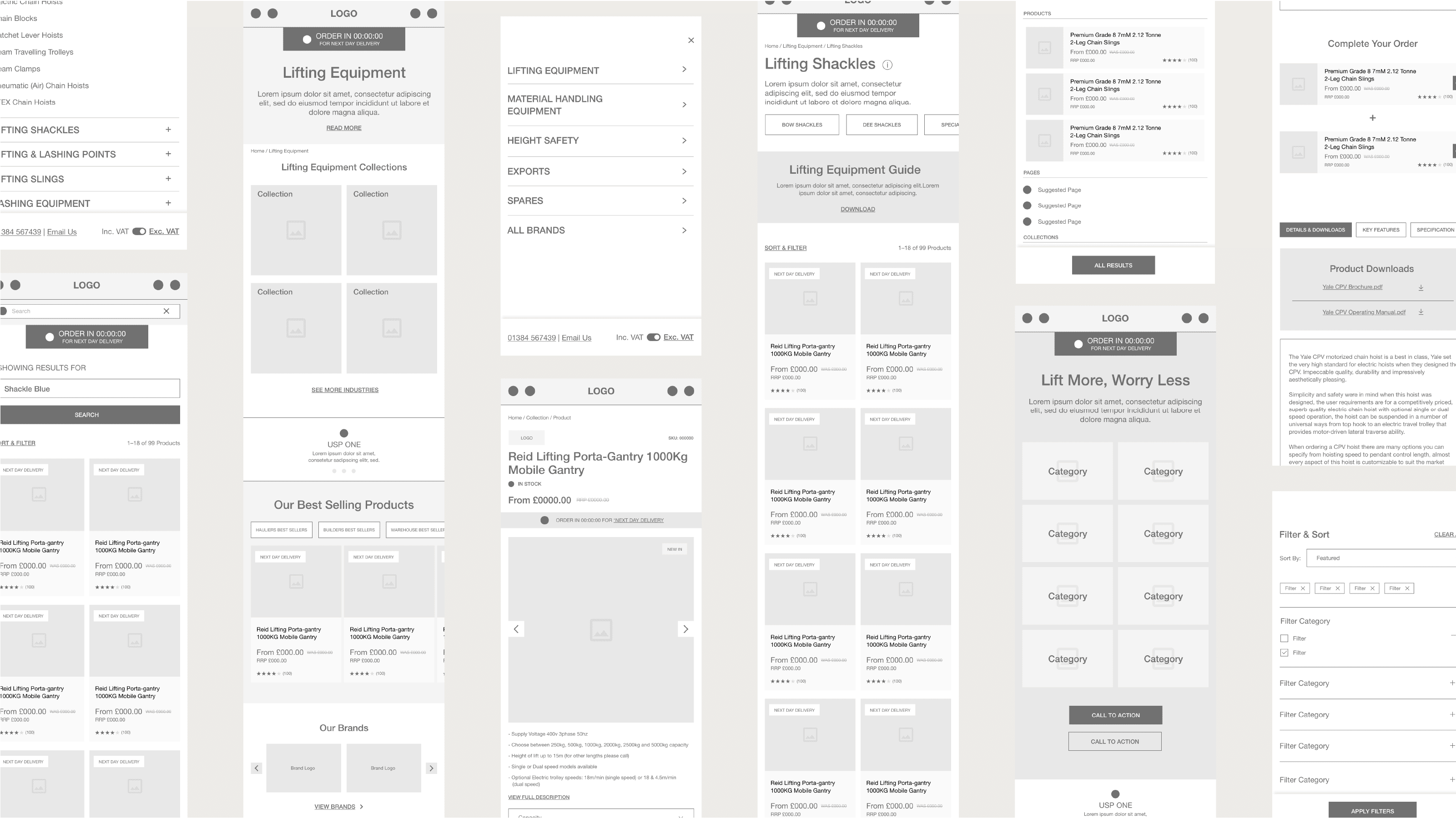 Lifting Lifting Equipment Store Shopify Website UI Designs