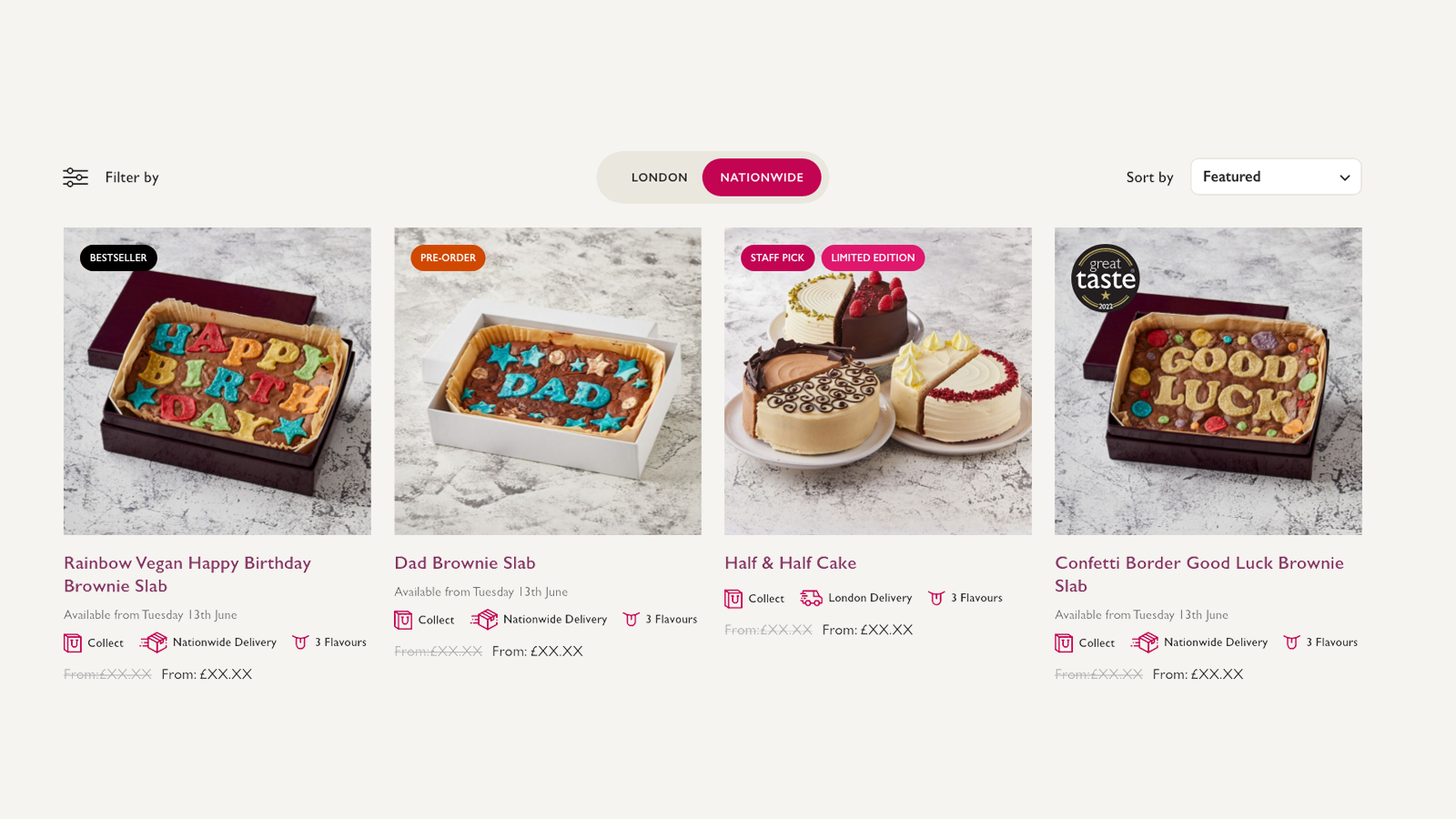 Konditor Shopify Website product listings