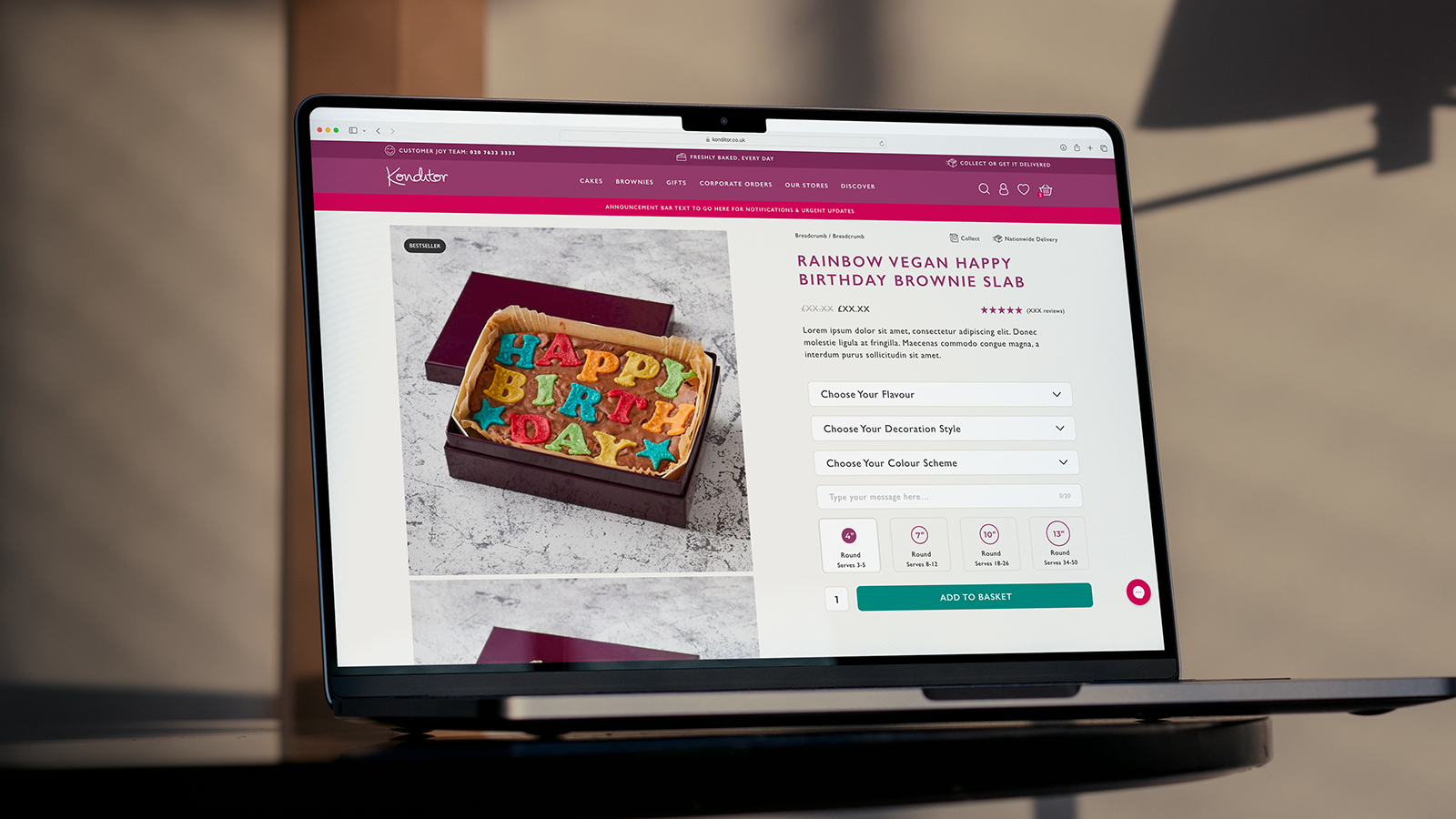 Konditor Shopify Website on a laptop screen