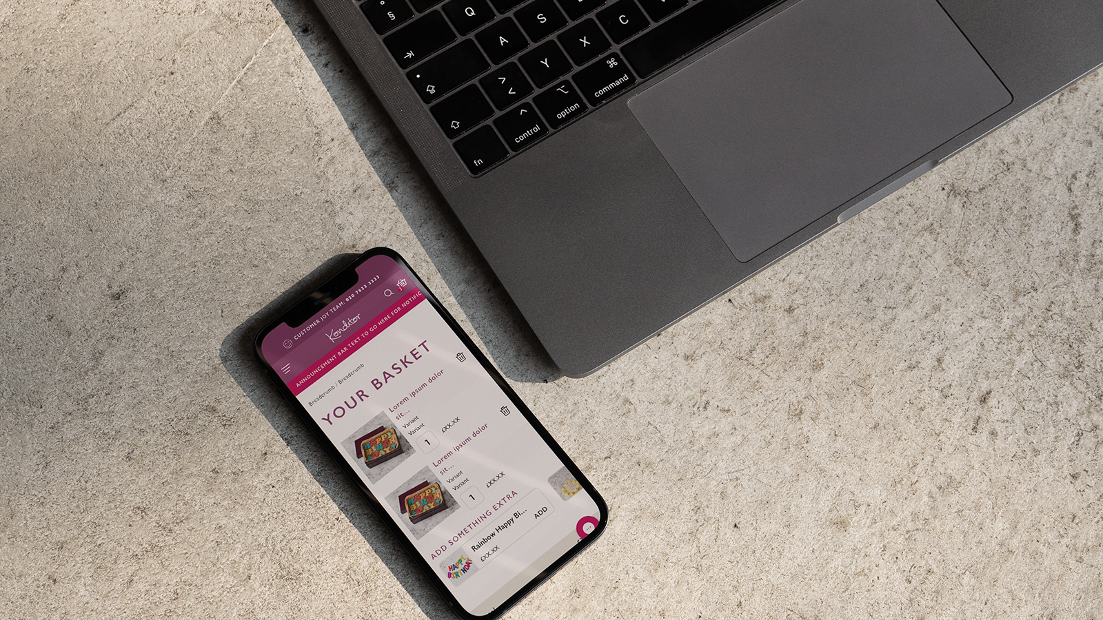 Konditor Shopify Website on a mobile phone