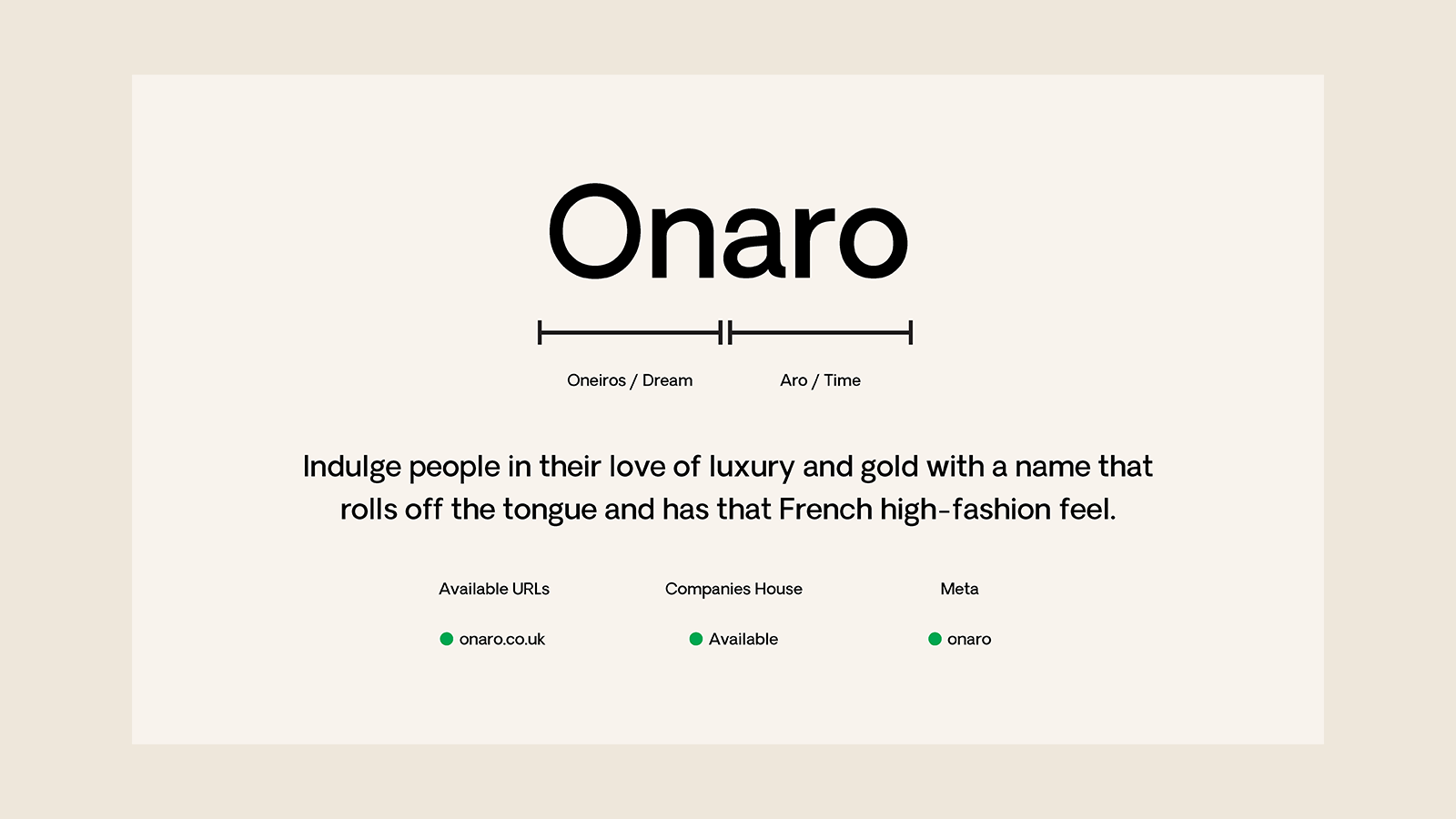 Onaro Name Ideation graphic