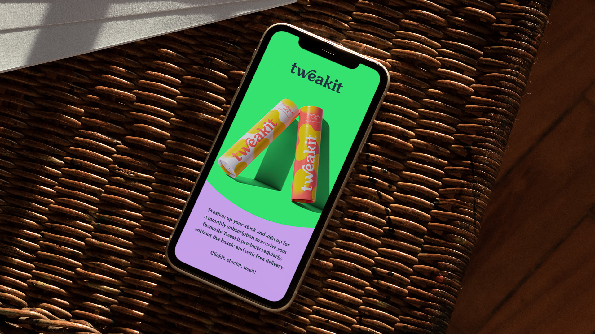 Tweakit Email designs on a mobile phone screen