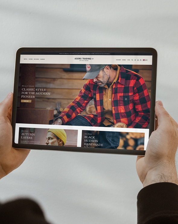&Sons Shopify website on a tablet