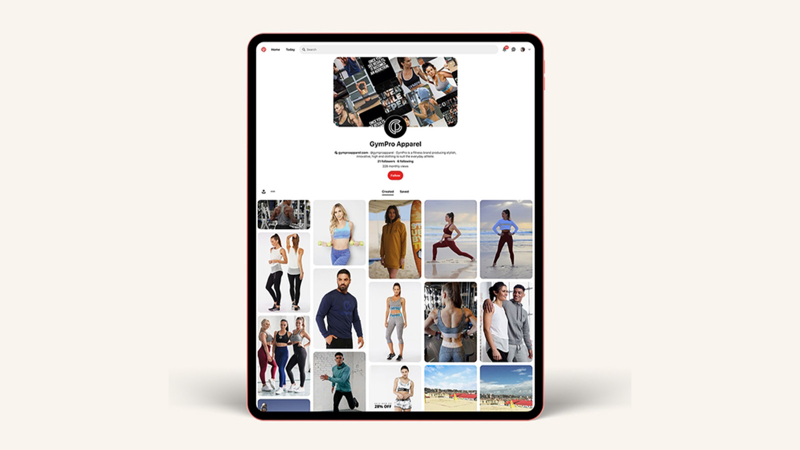 Gympro Apparel Shopify website on a tablet