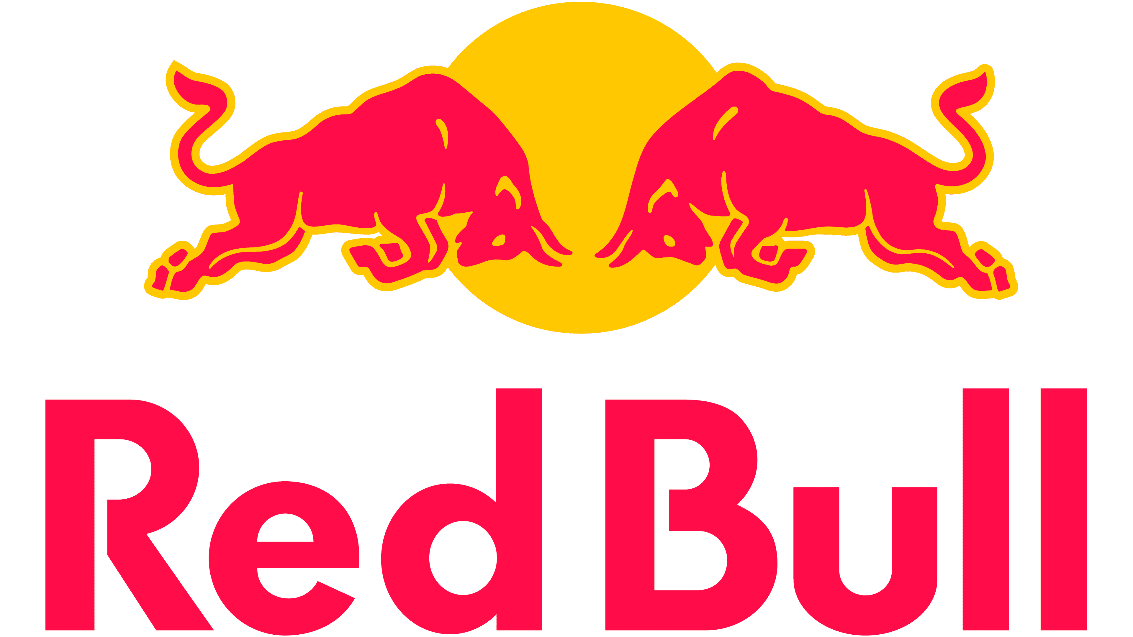 Red Bull logo with two red bulls charging toward each other in front of a yellow circle.