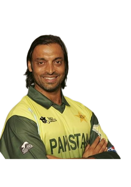 Smiling man with crossed arms wearing a yellow and green Pakistan cricket team jersey.