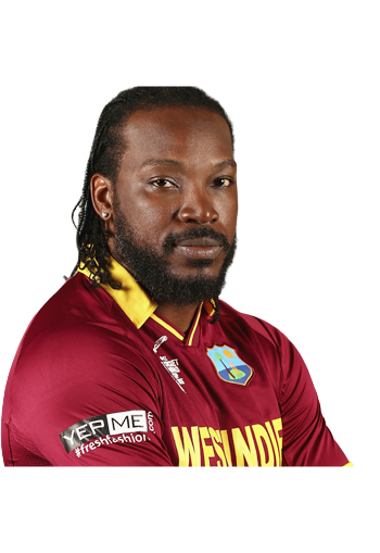 A man with a beard and braided hair wearing a maroon West Indies cricket jersey.