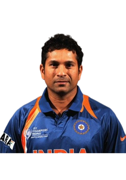 Man wearing blue India cricket jersey with ICC Champions Trophy logo, facing forward, neutral expression.