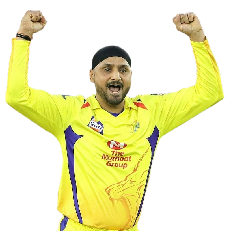 Cricketer in yellow jersey with arms raised and fists clenched, celebrating enthusiastically.