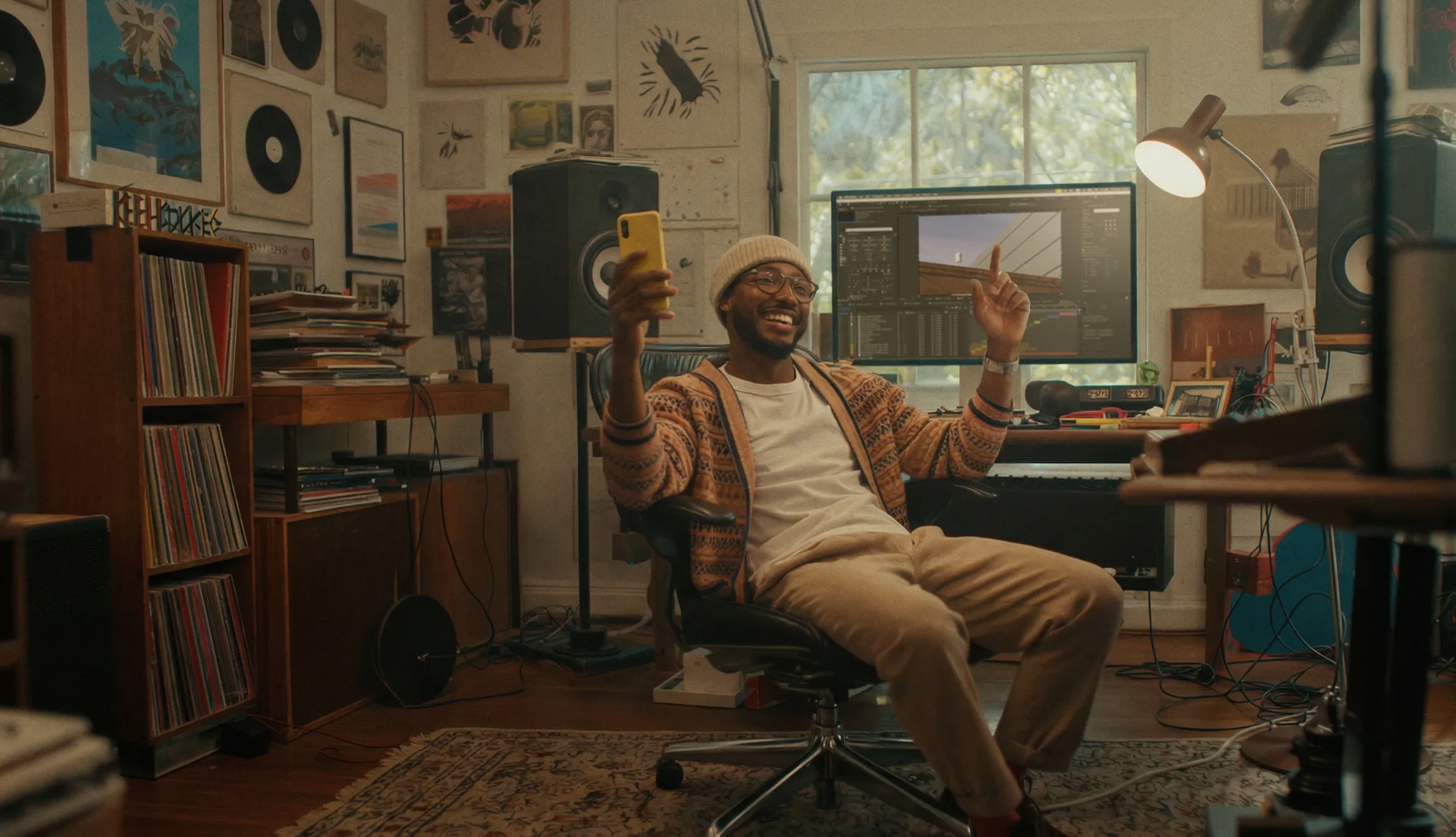 World Mobile customer in a recording studio
