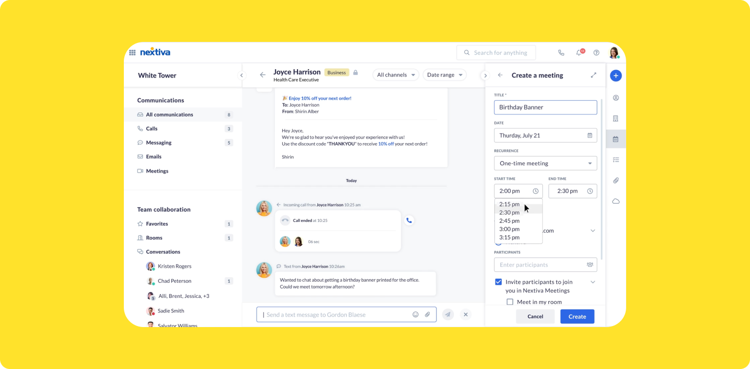 A screenshot of Nextiva's dashboard