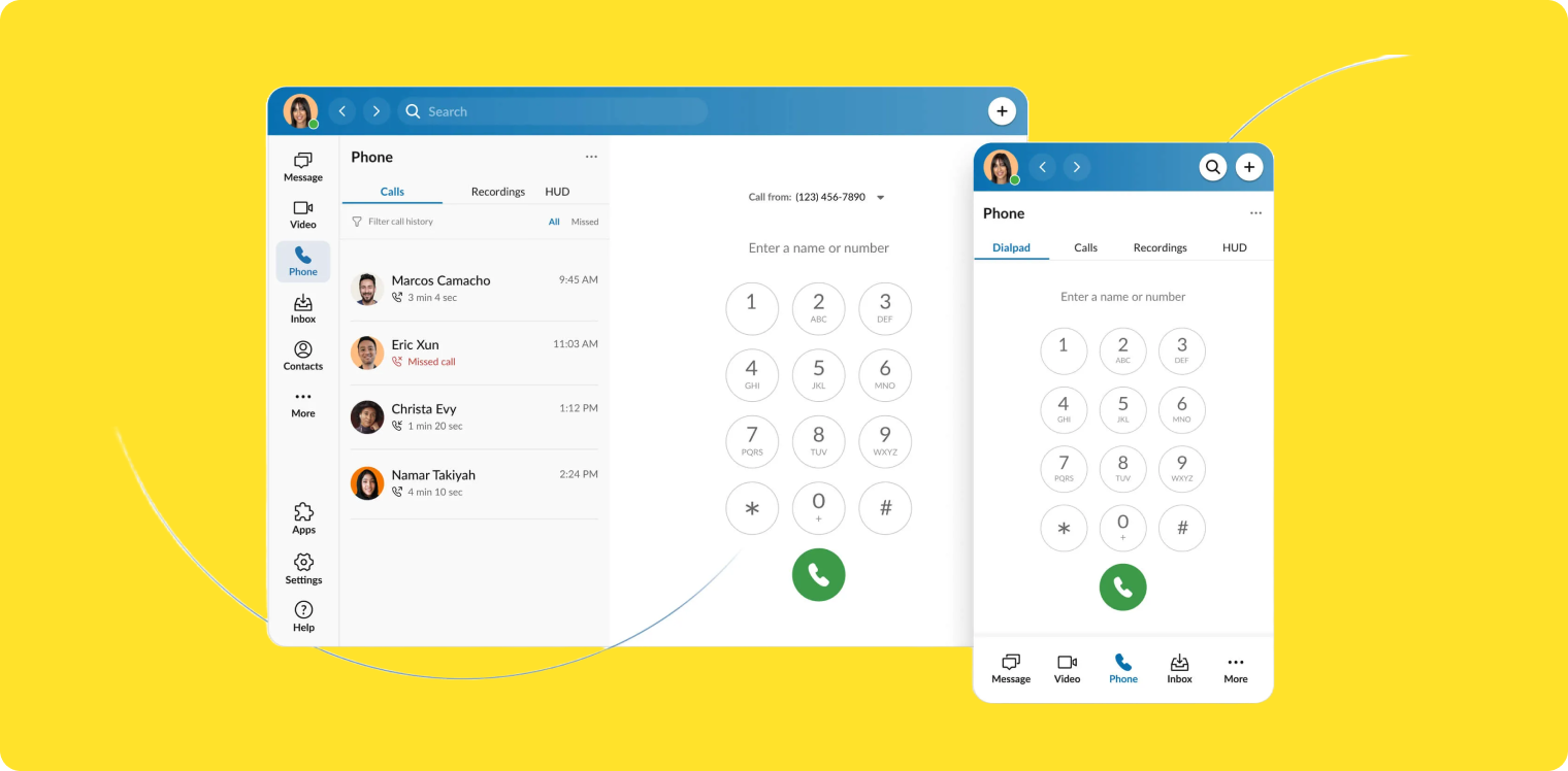 Screenshot of Ringcentral desktop and mobile apps