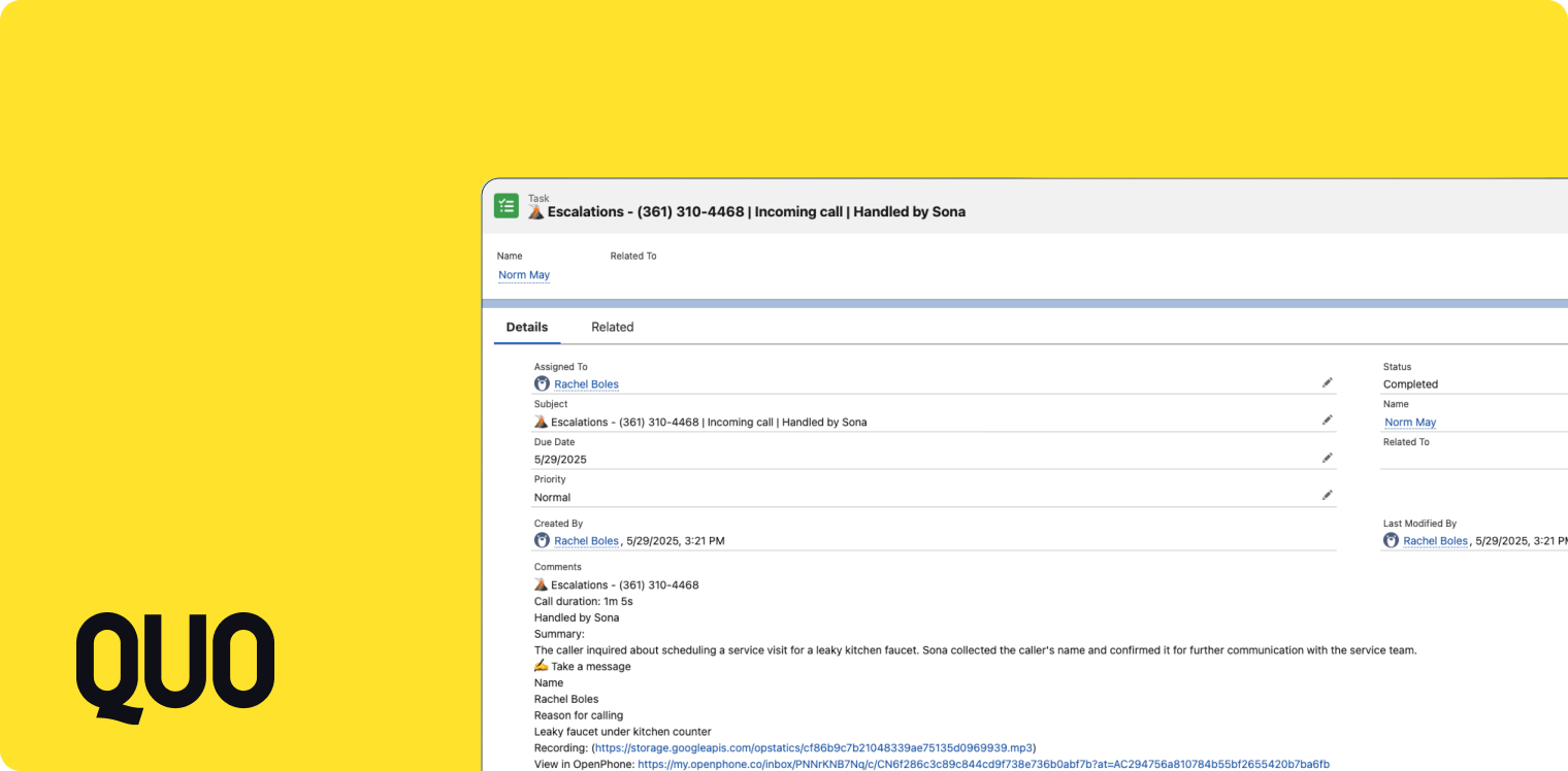 Quo and Salesforce Integration Preview