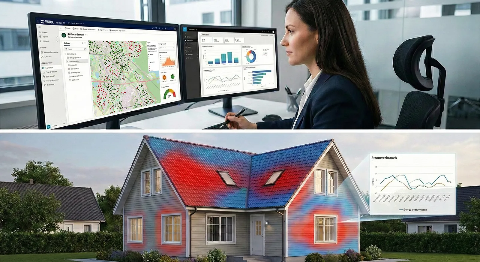 Vertriebsmitarbeiter eines Energieversorgers nutzt EVU CX mit Energiemarktdaten direkt in Microsoft Dynamics 365 CRM