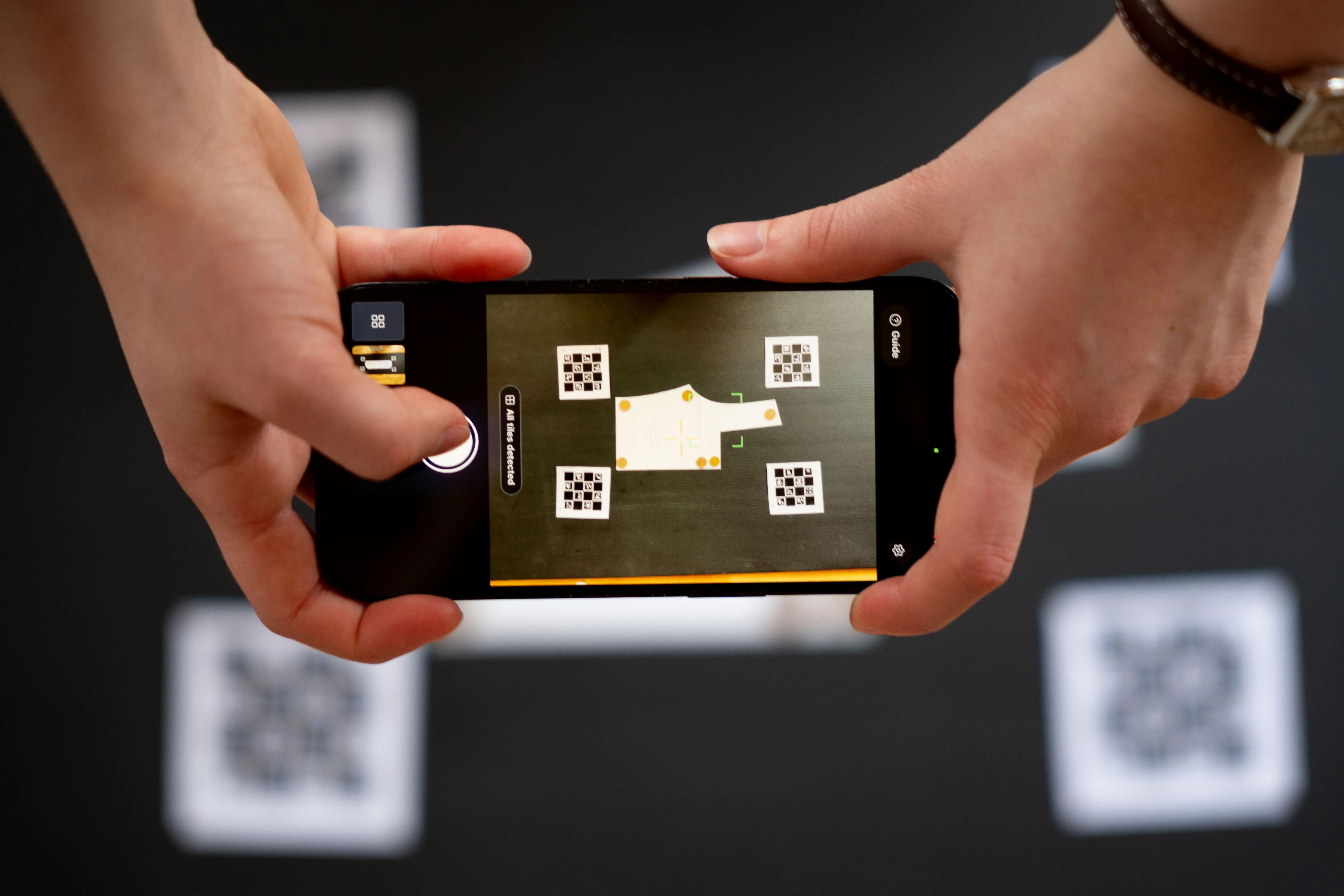 Photographing a sewing pattern framed by the four Reference Tiles