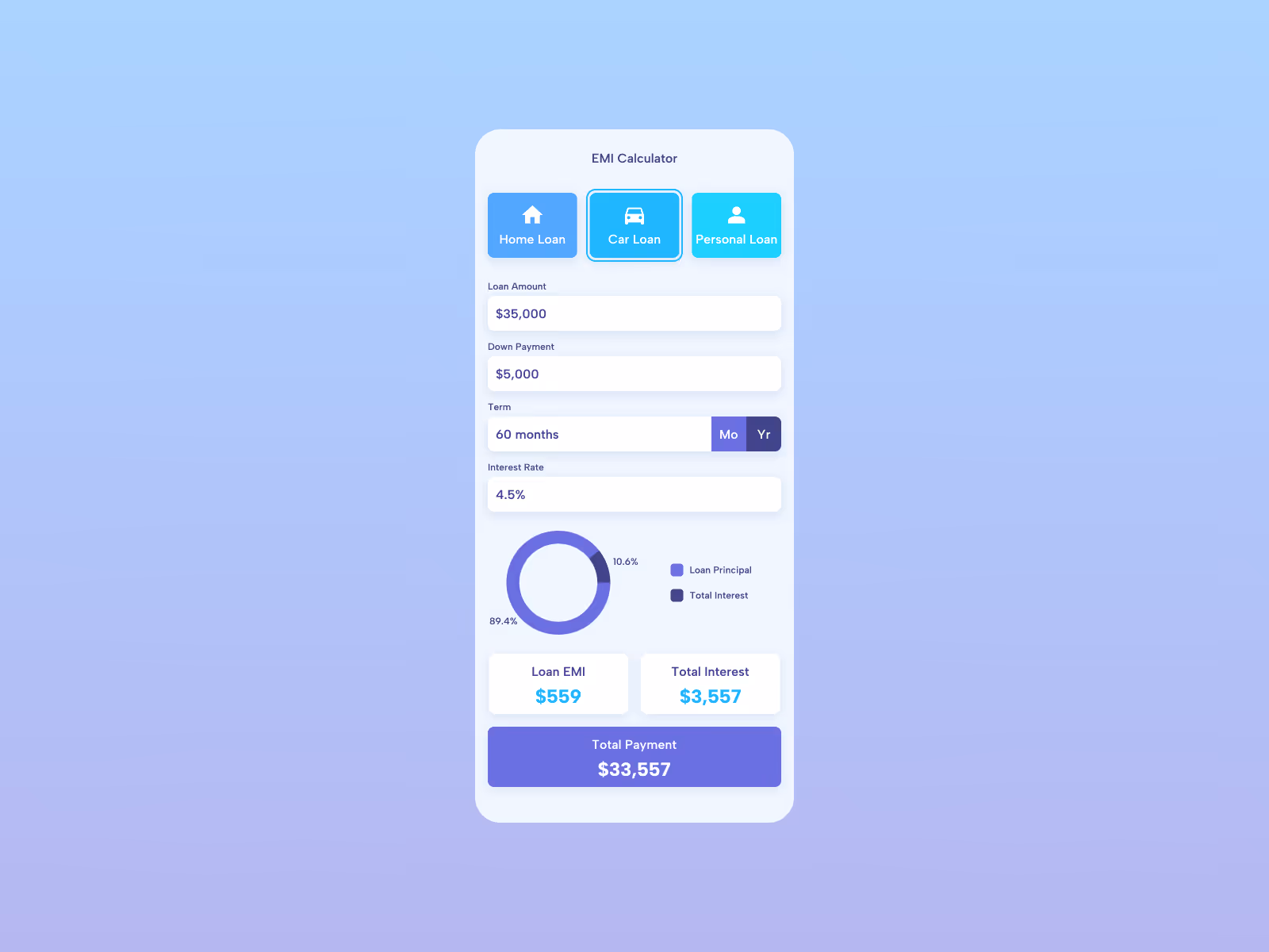 036 EMI Calculator - Dribbble Shot