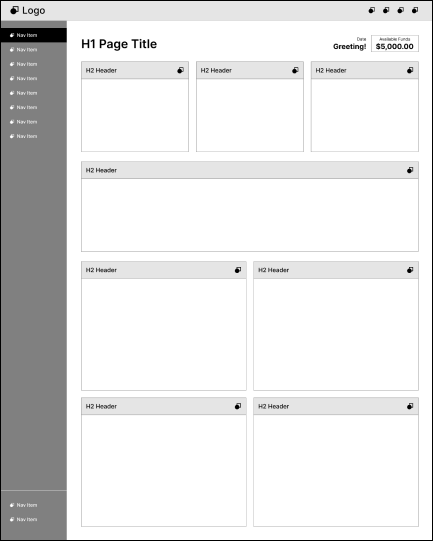 Dashboard wireframe