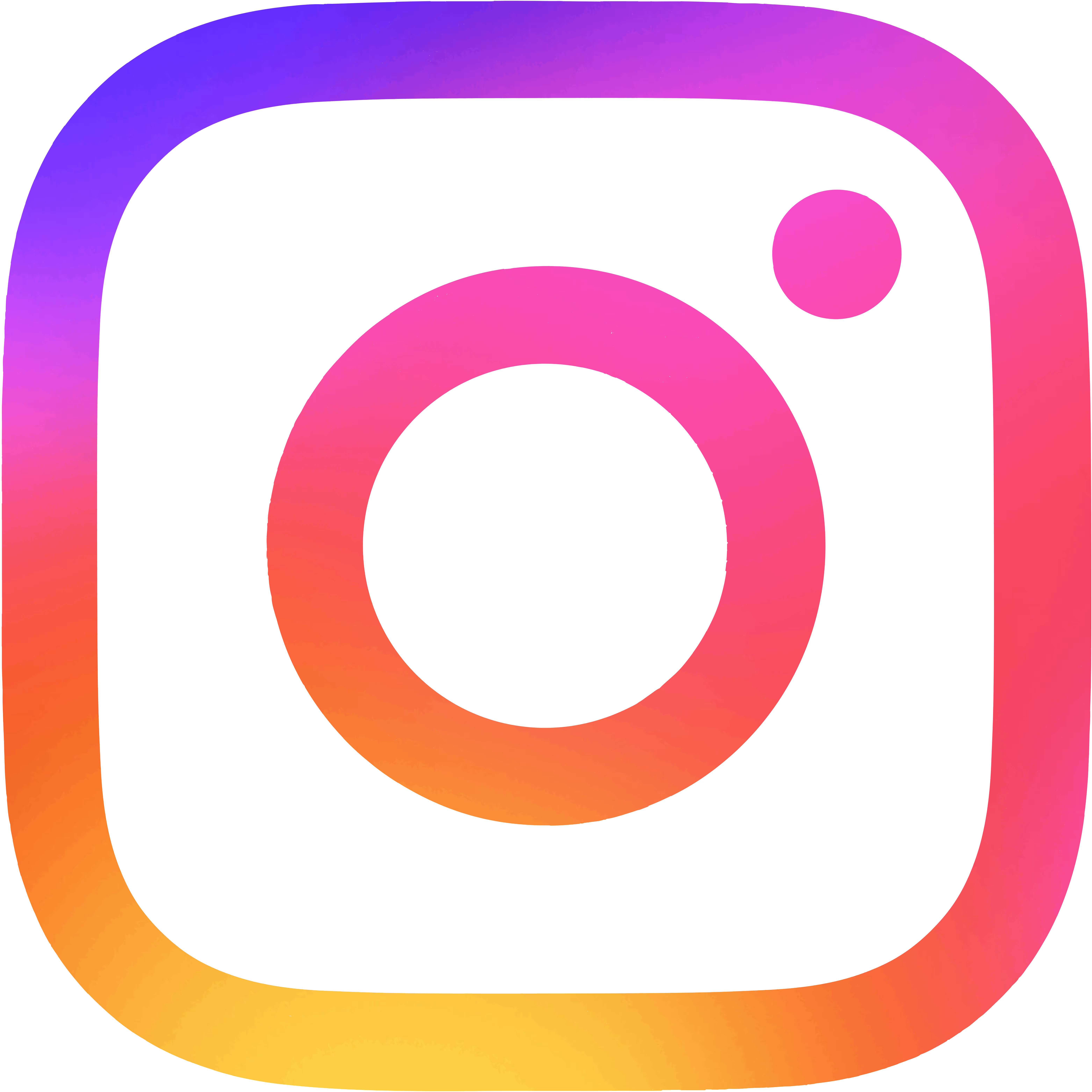 Kolorowe logo aplikacji Instagram z motywem gradientowym fioletu, różu, pomarańczu i żółci.