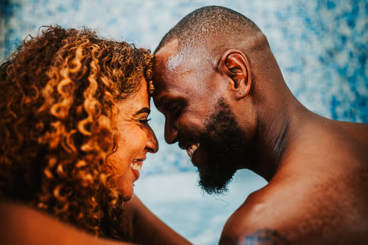 Couple sharing an intimate moment at the Bambou Resort Martinique