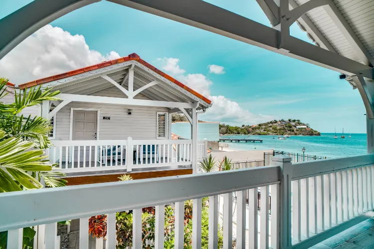 White bungalow sea view with private terrace beach Martinique Bambou Resort