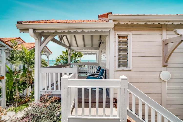 Bungalow luxury terrace sea view palm trees Bambouresort Martinique