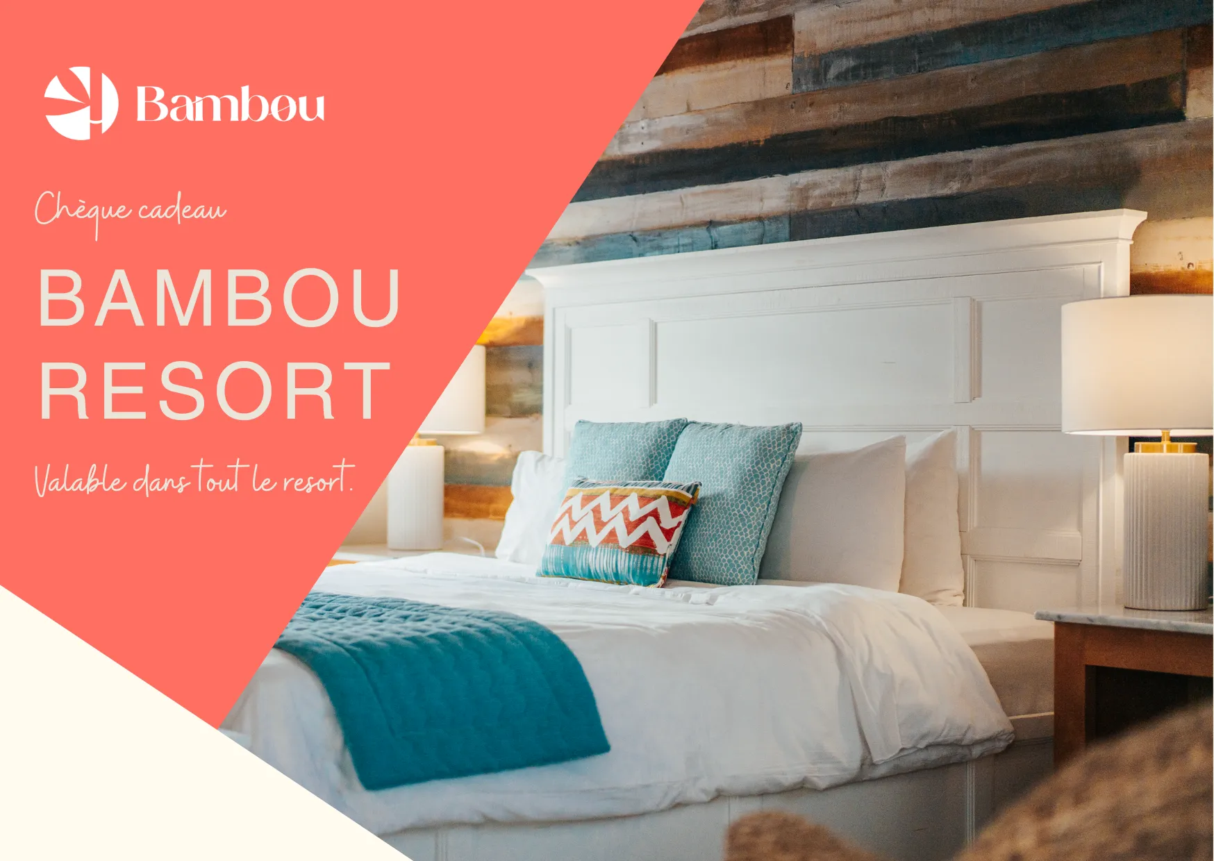 Luxury room king-size bed turquoise cushions Bambou Resort Martinique