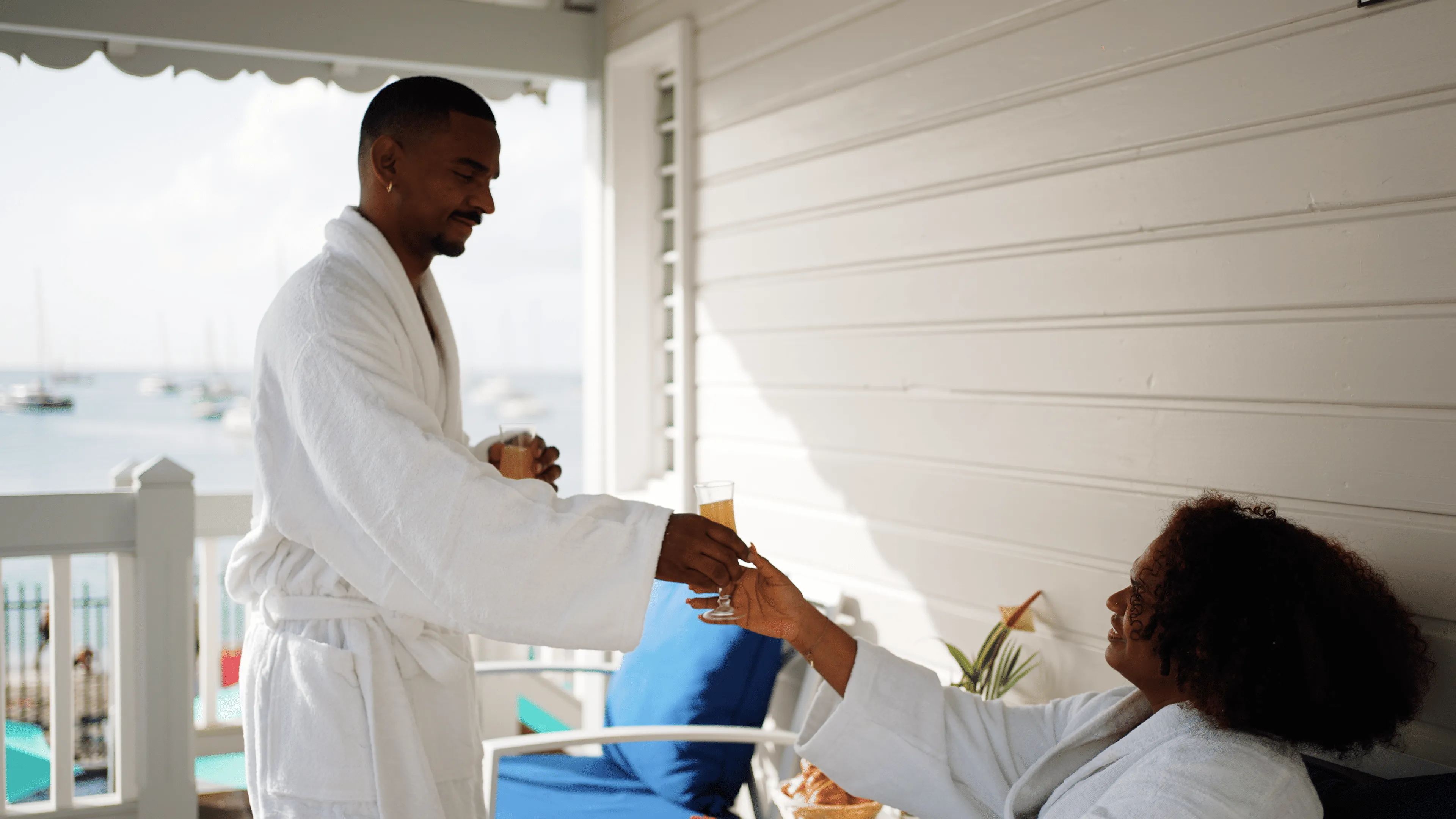 Breakfast service terrace sea view Bambou Resort Martinique