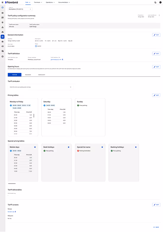 Flowbird policy details