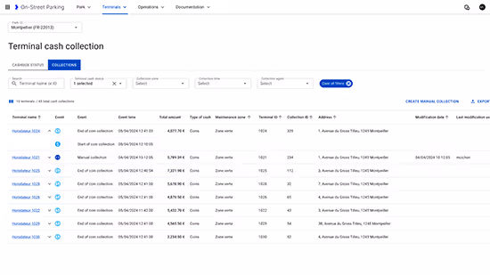 Flowbird Collections table