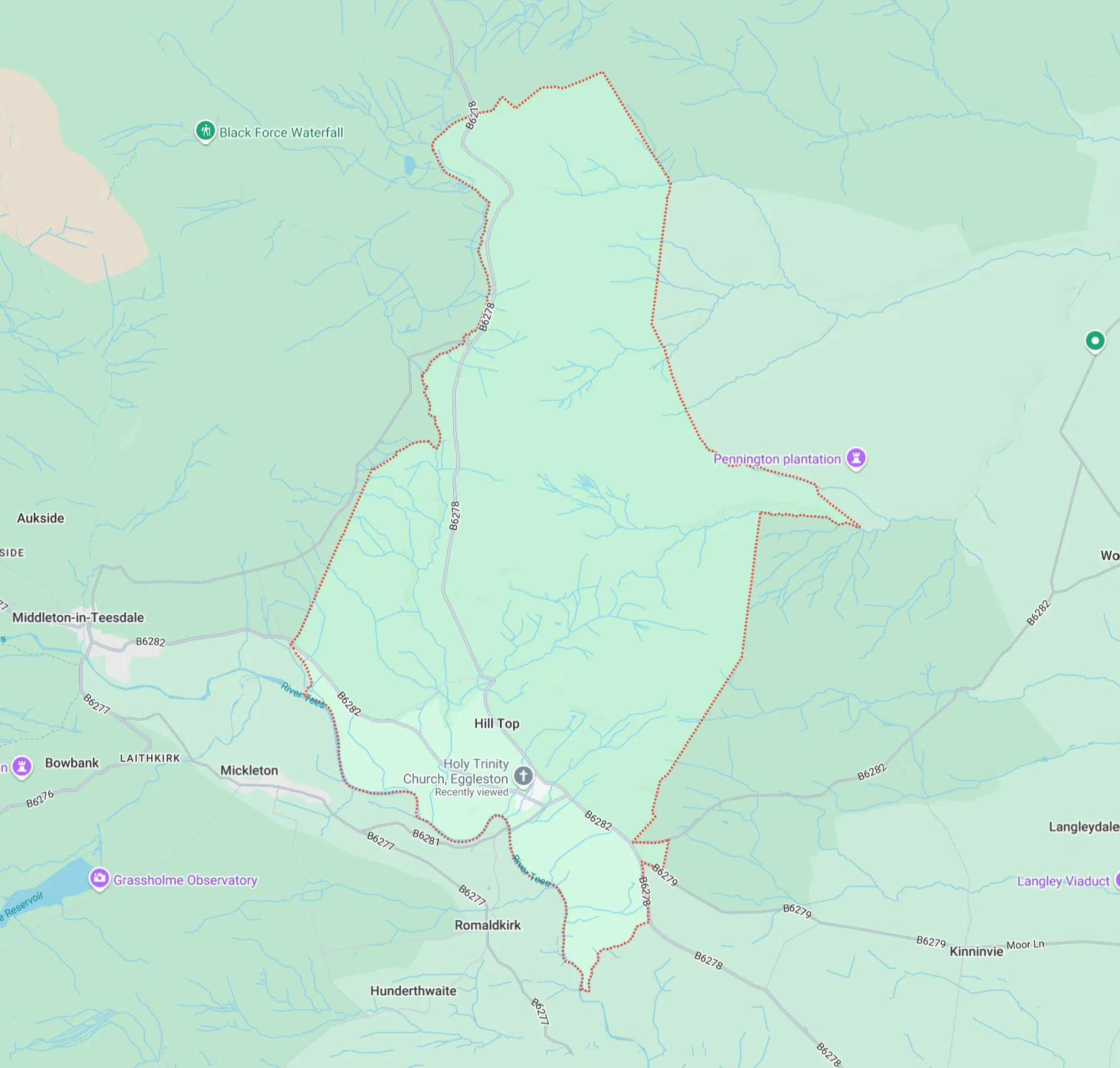 map of Eggleston Parish