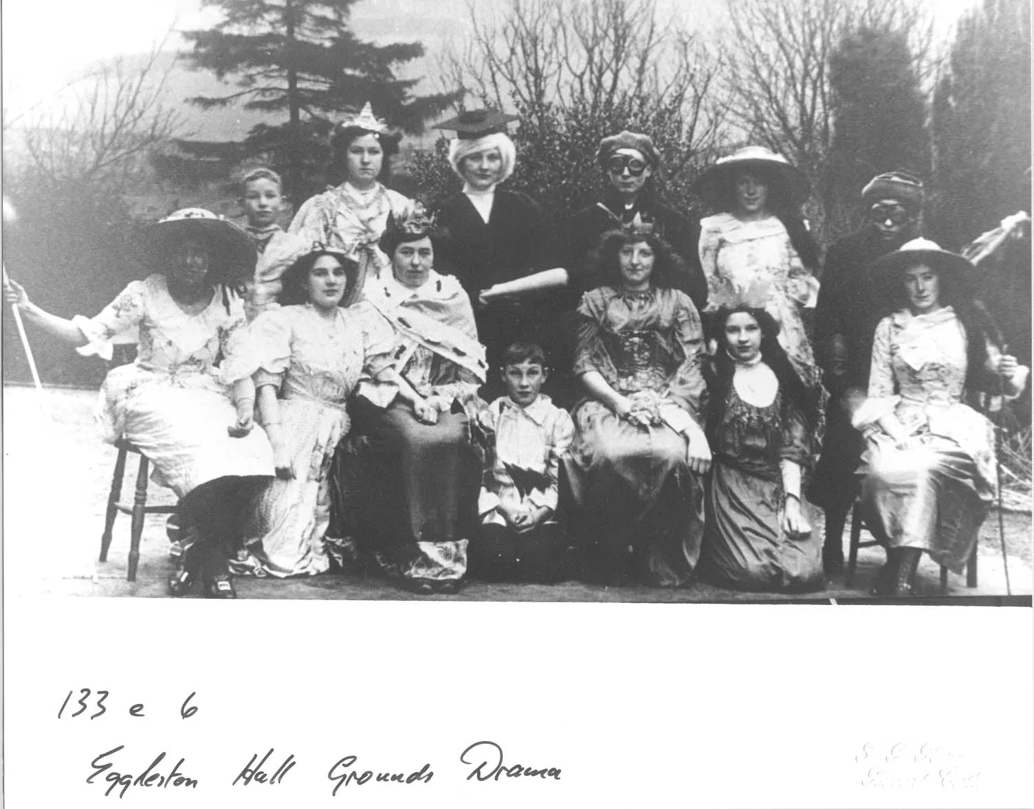 Old photo of fancy dress at Eggleston Hall
