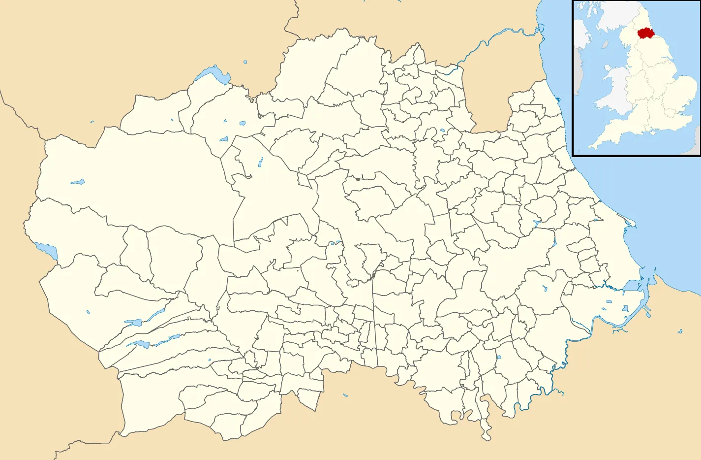 Map of County Durham showing parishes