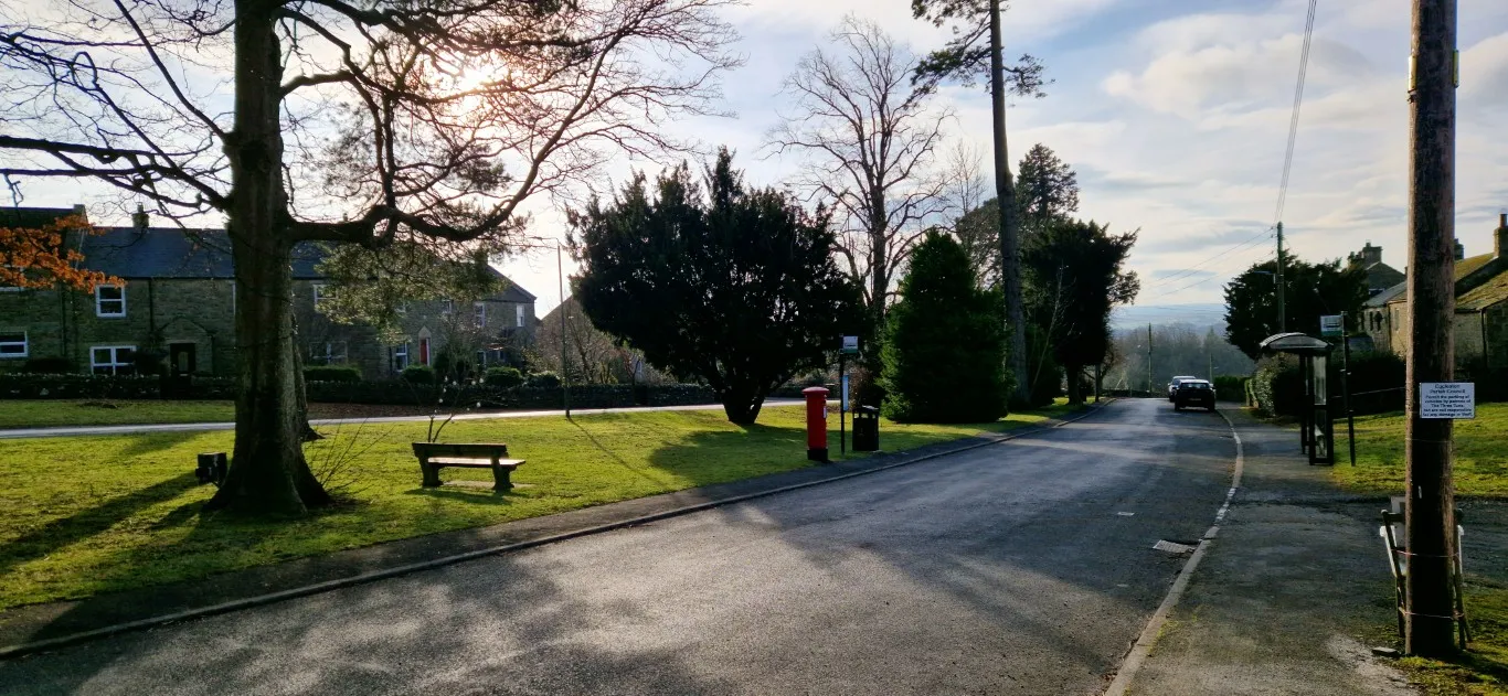 road through village looking south