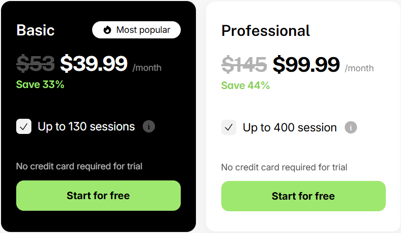 Pricing plans offered by Yung Sidekick: AI Medical Scribe