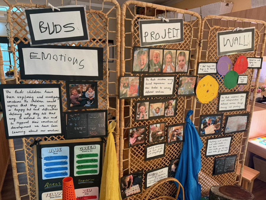 The Buds room project wall exploring emotions
