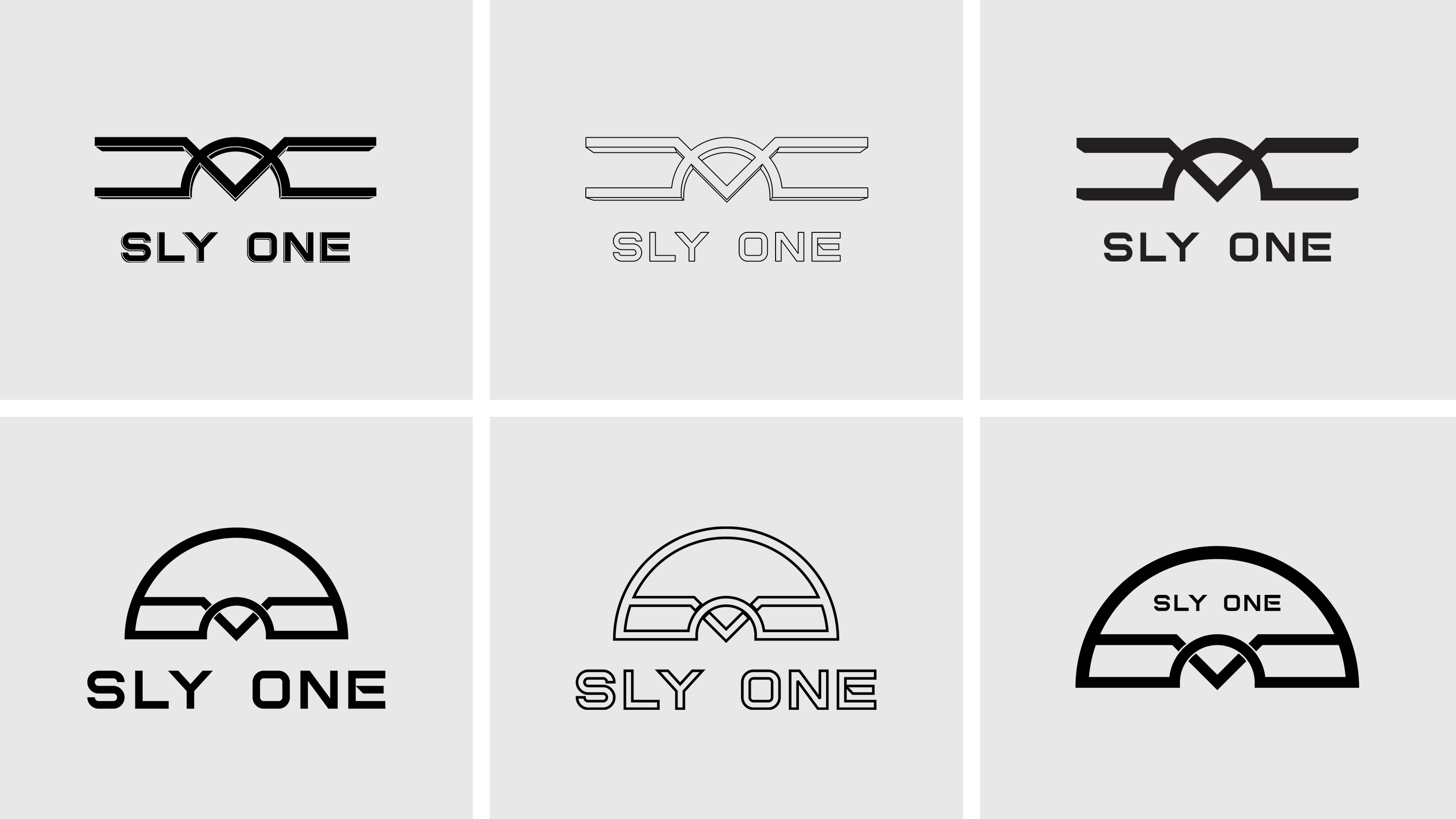 Various logo designs for Sly One.
