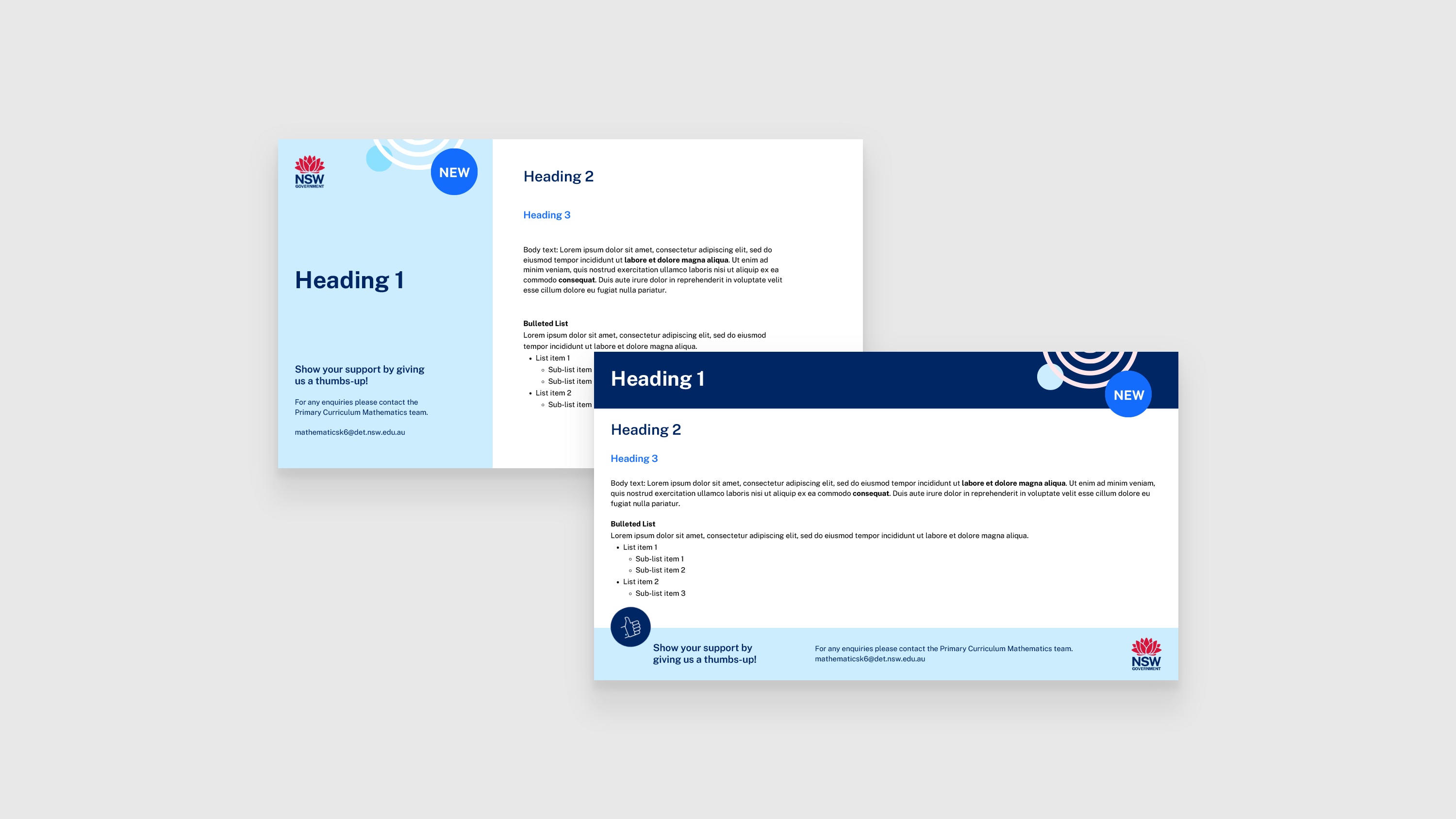 Two concept layouts for the Statewide Staffroom templates.