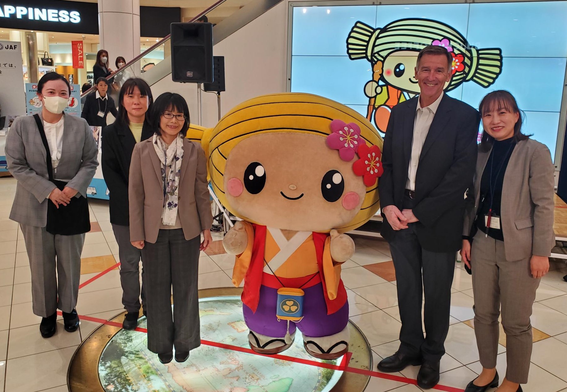Dr. Pike and colleagues at the launch of the booster seat campaign in Mito, Japan, in 2025.