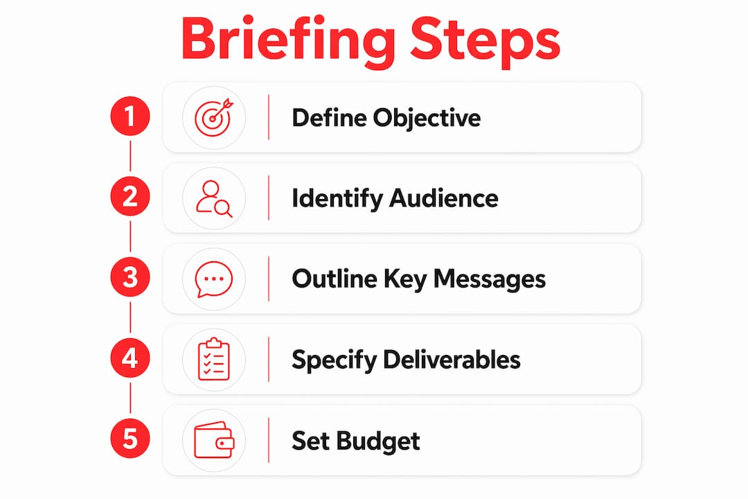 Infographic illustrating main video briefing steps