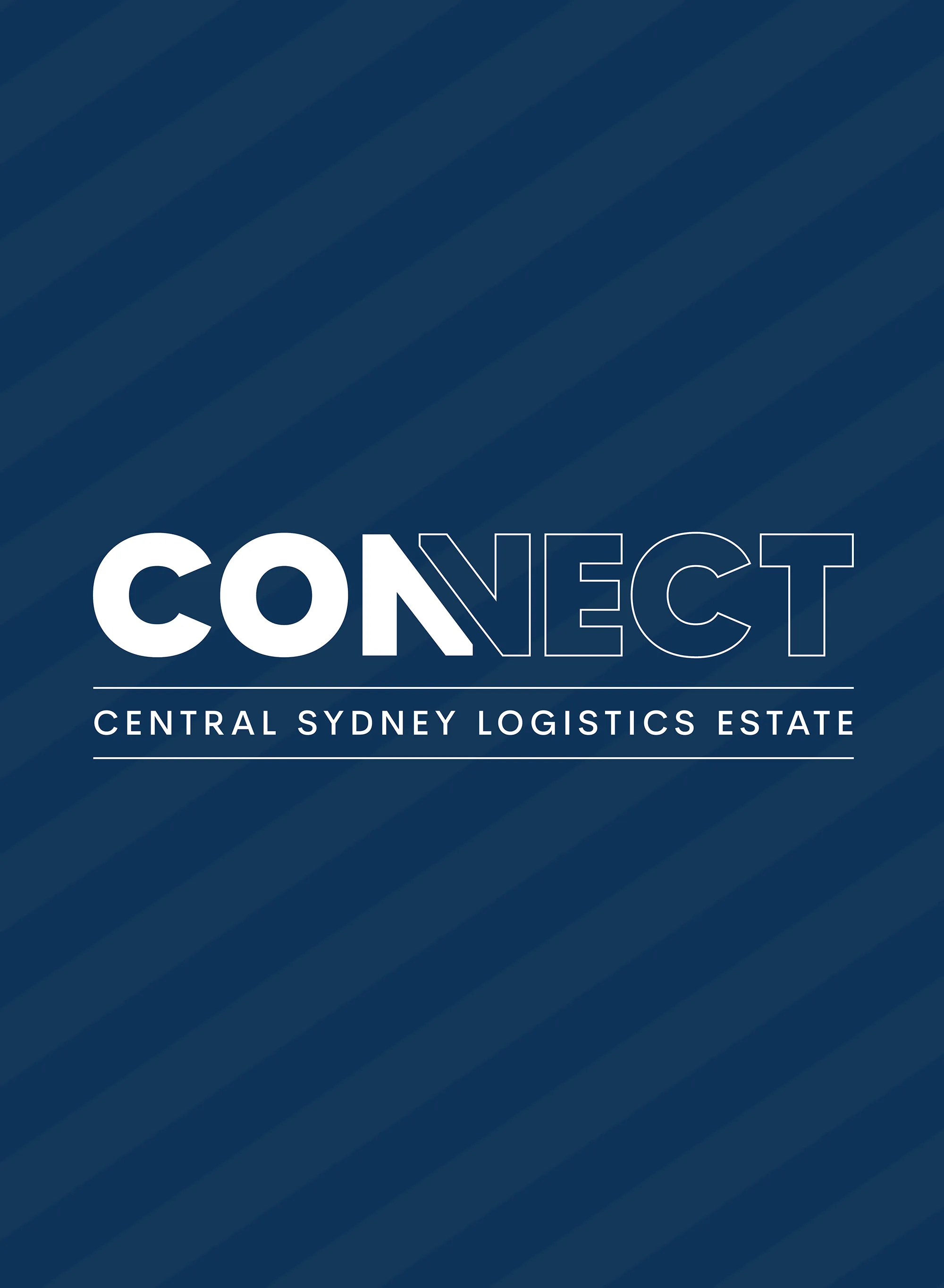 Connect Central Sydney Logistics Estate branding with bold typography and tagline for logistics hub in Villawood Sydney.