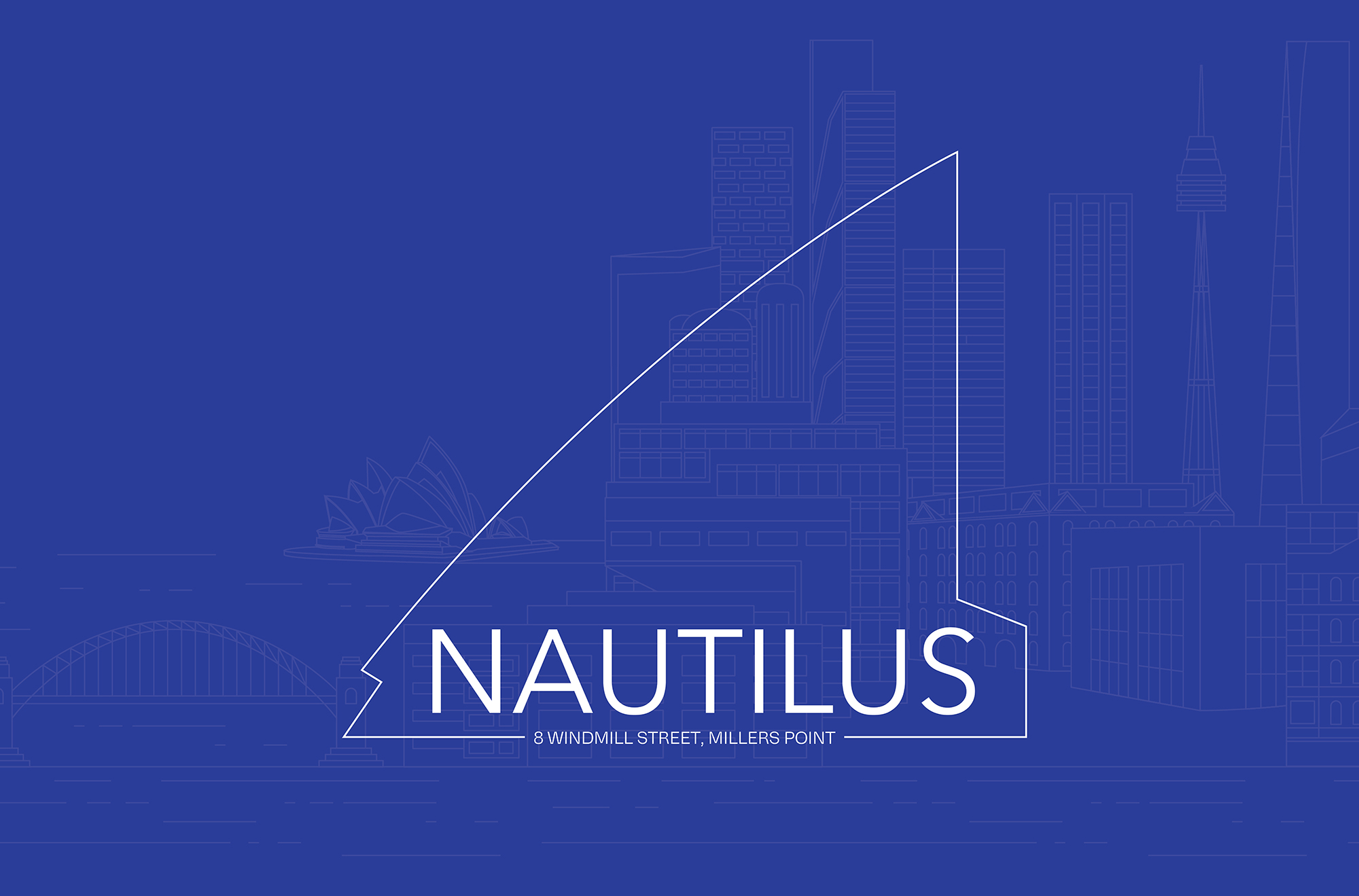 Nautilus at 8 Windmill Street Millers Point Sydney branding identity with blue harbour-inspired design.