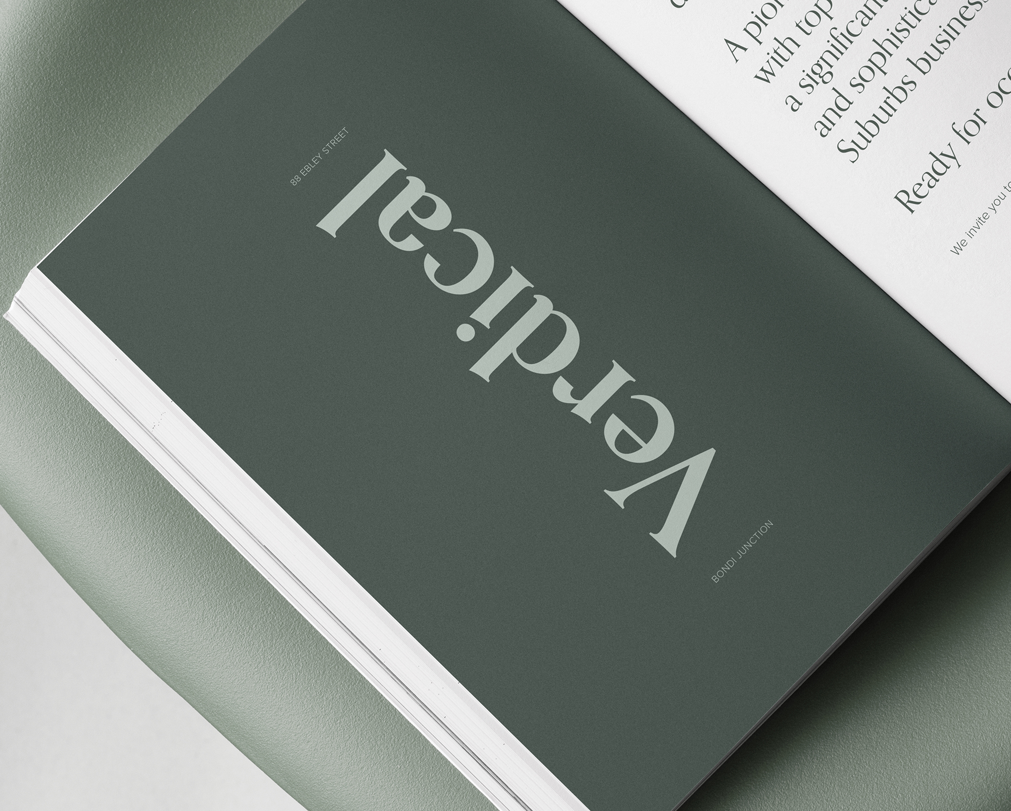Verdical Bondi Junction branding inside property brochure, showcasing premium commercial development identity at 88 Ebley Street.