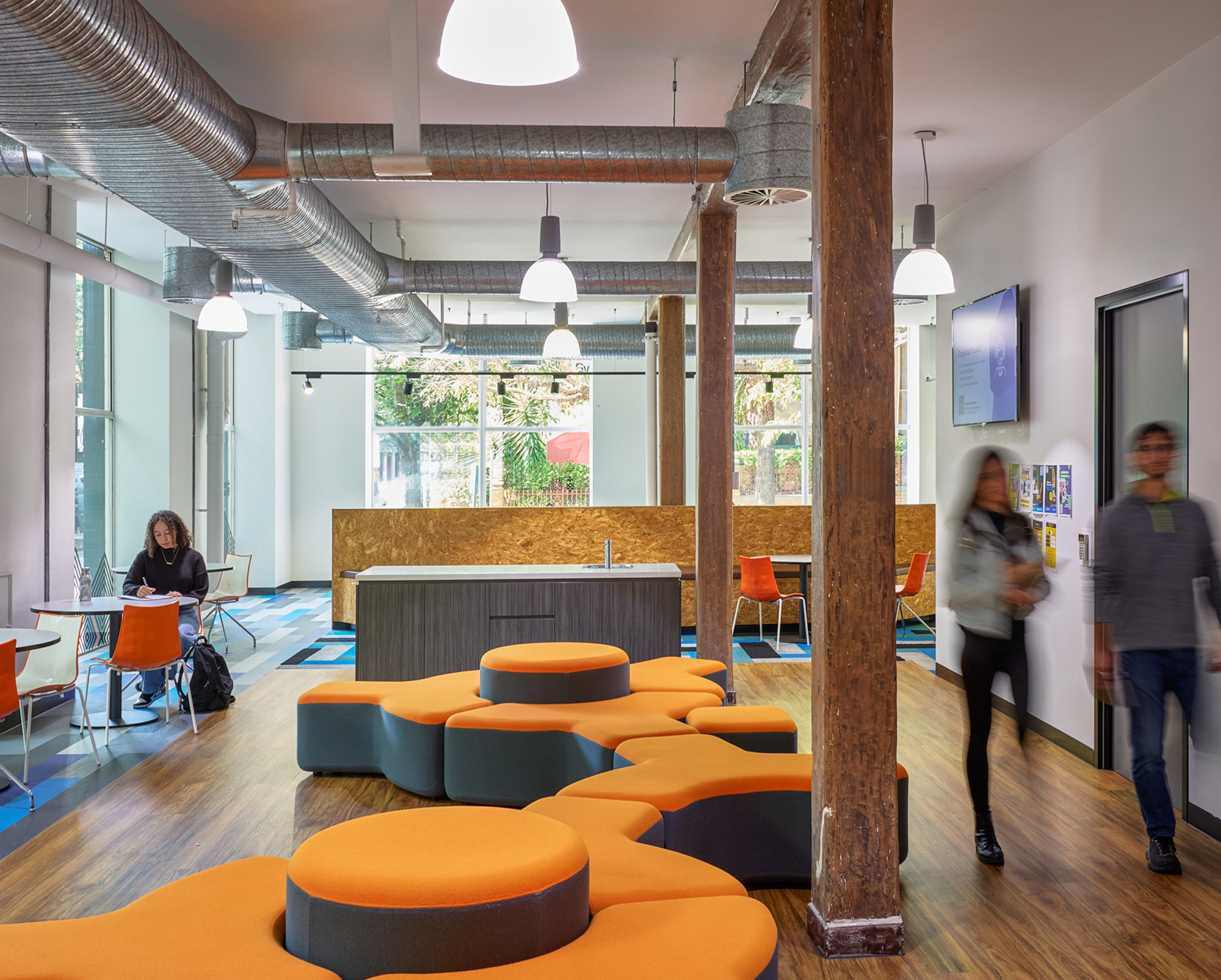 The Yarn Ultimo interior with collaborative lounge, breakout seating, and modern industrial design at 645 Harris Street Sydney.