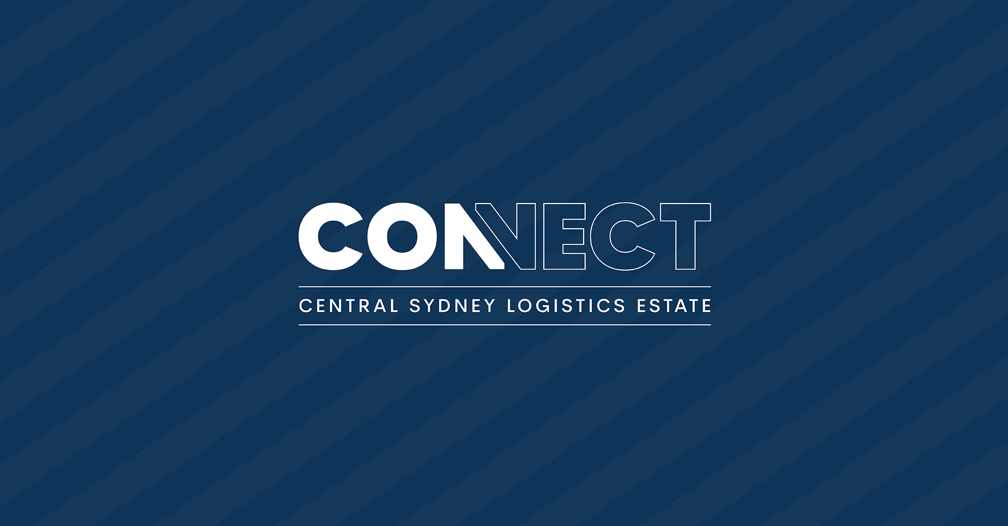 Connect Central Sydney Logistics Estate branding with bold typography and tagline for logistics hub in Villawood Sydney.